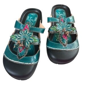 Infinity Women’s Sandals Size 38 Bohemian Multicolor Leather Slide Slip on‎
